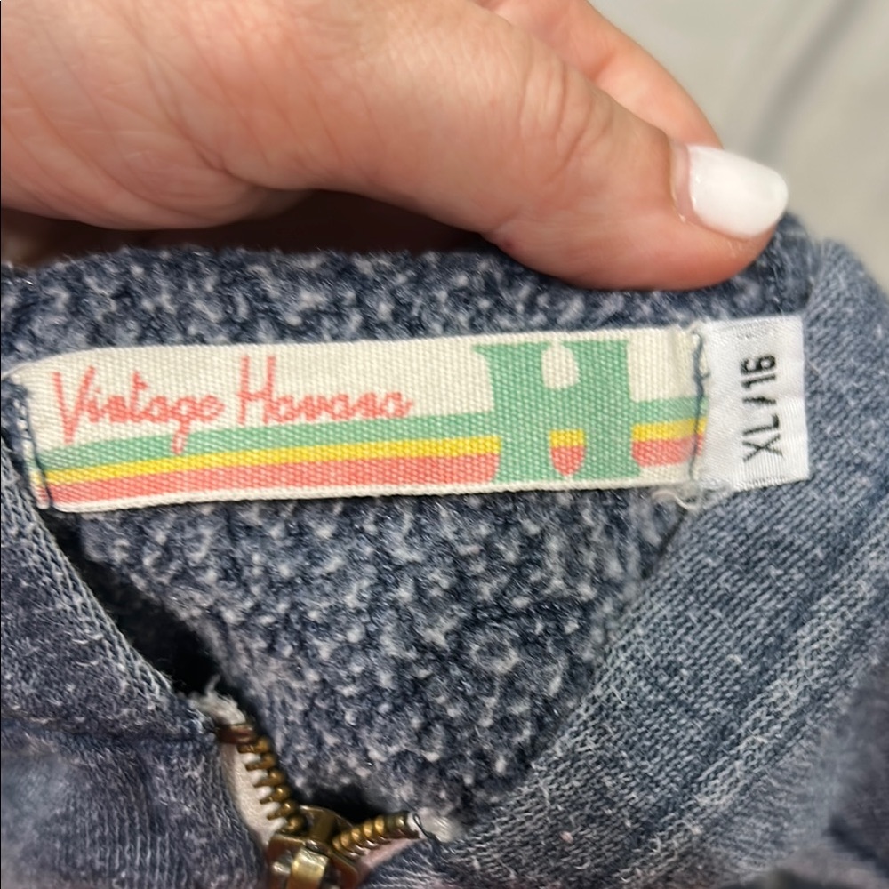 Vintage Havana Girls Blue Zip Up Rainbow Hoodie XL 16 - Picture 2 of 3